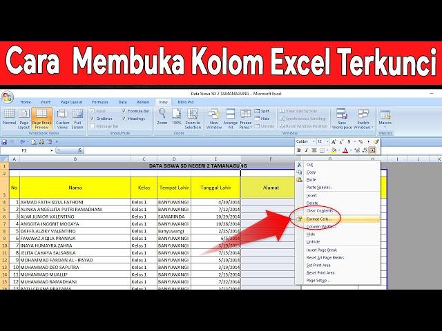 Cara Membuka Kolom Excel yang Terkunci