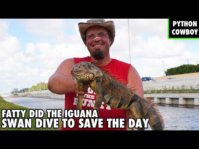 A Man Named Fatty Does The Iguana Swan Dive On A Monster Iguana