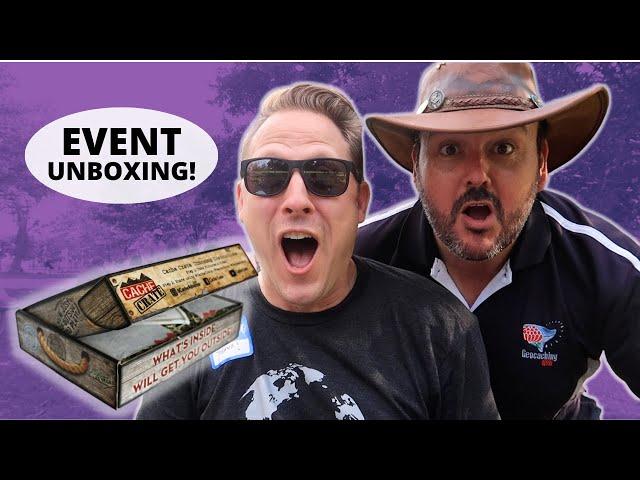 GEOCACHING UNBOXING AT AN EVENT! (June 2021 Cache Crate)