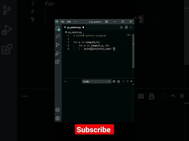Python - Print alphabet pattern using ASCII code #shorts #python #program