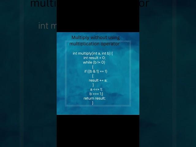 Multiplication without multiply operator #bitwise #operator #coding #java #programming #trending