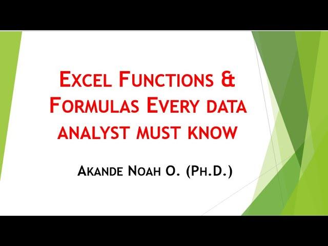 Excel Functions & Formulas Every Data Analyst Must Know