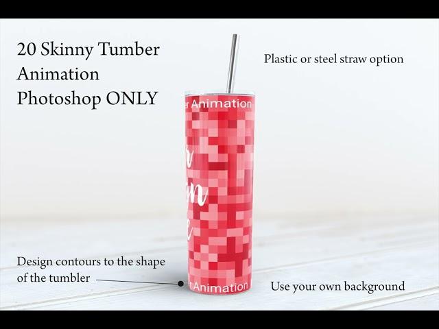 20oz skinny tumbler animation, tumbler video mockup, spinning tumbler mock up