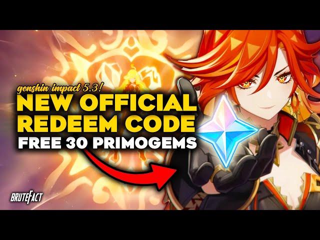 NEW REDEEM CODE FOR PATCH 5.3 | FREE 30 PRIMOGEMS | Genshin Impact 5.3