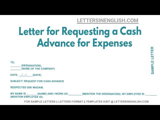 Letter For Requesting A Cash Advance For Expenses - Letter to Request for Cash Advance for Expenses