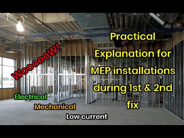 First and second fix of MEP installations inside a room has Gypsum wall partitions