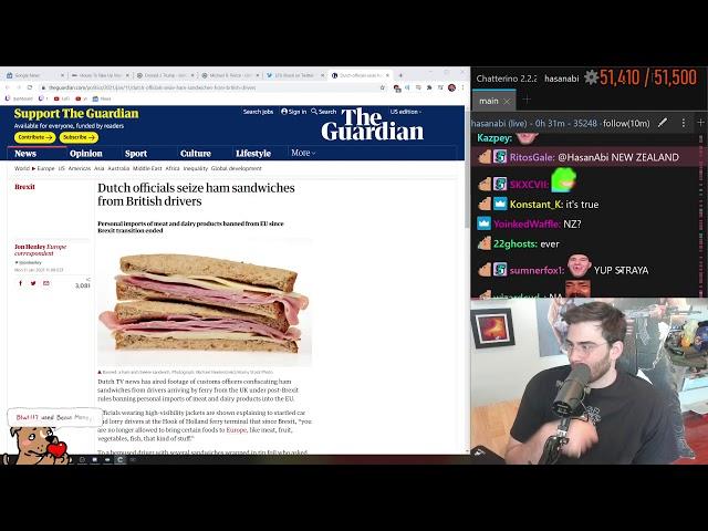 HasanAbi reacts to Dutch officials seize ham sandwiches