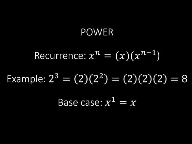 Recursive power function in Python. A simple and easy to code example of recursion.