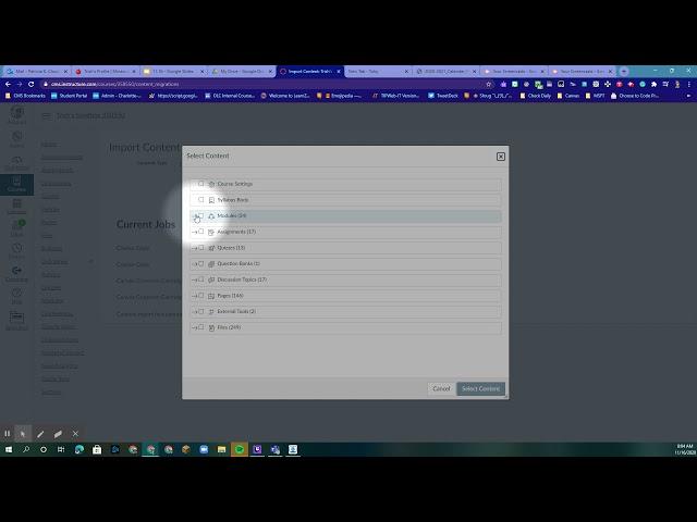 Importing Specific Content Into Canvas Course