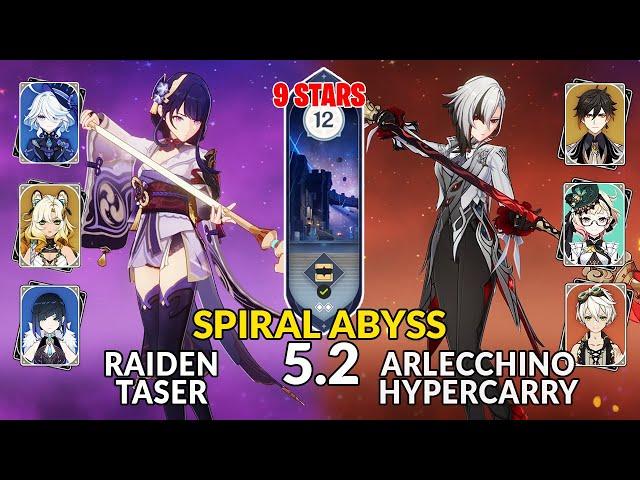 New 5.2 Spiral Abyss | Raiden Taser Team and Arlecchino Hypercarry | Genshin Impact Floor 12