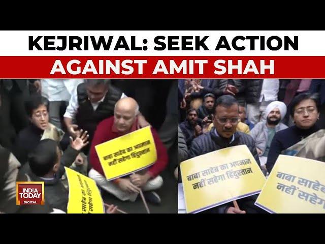 Aam Aadmi Party Led By Kejriwal Protests Outside Amit Shah's Residence Over Ambedkar Remarks