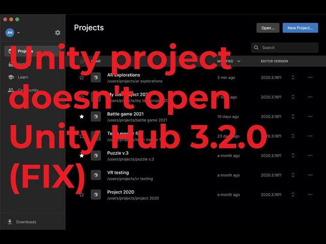 Project does not start in Unity Hub 3.2.0 (Windows 10, 2022)