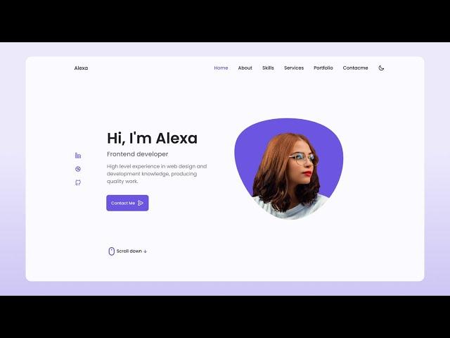 Responsive Personal Portfolio Website Using HTML CSS And JavaScript | Dark/Light Mode