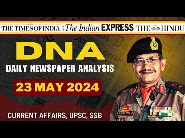 Daily Newspaper Analysis | 23 May 2024 | Current Affairs For Defence Aspirants | SSB #upsc #cds