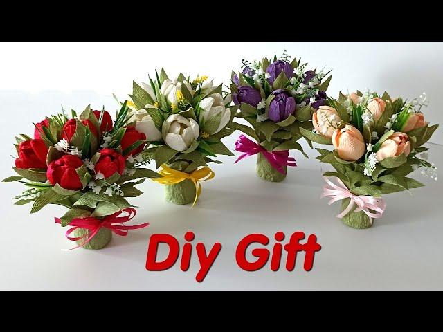 ПОДАРОК своими руками Diy Gift  How To Make Tulip Paper Flower/ Paper Flower