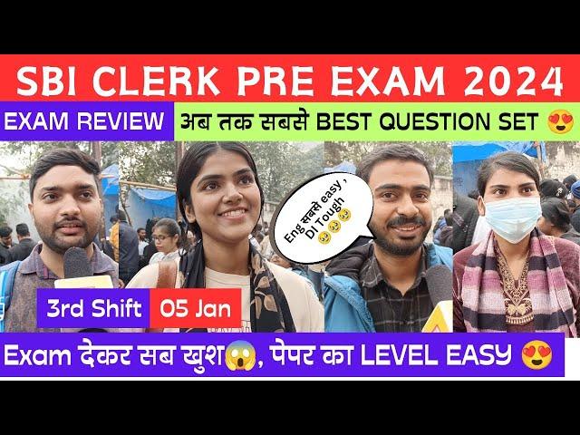 SBI CLERK PRE EXAM ANALYSIS 2024 | 3rd Shift, 05 Jan | English सबसे Easy, Paper का Level Easy