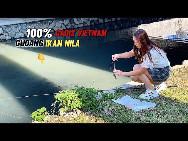 Mancing cantik ,cewek Vietnam mancing ikan Sampai jadi tontonan warga