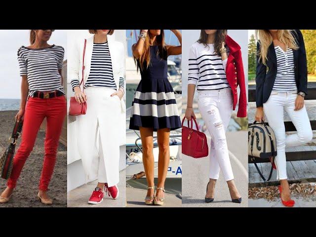 MODA MUJER 2021 / COMBINACIONES LOOKS Y OUTFITS ESTILO MARINERO / COMO COMBINAR EL ESTILO MARINERO