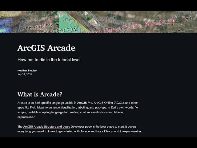 TECH talk: ArcGIS Arcade