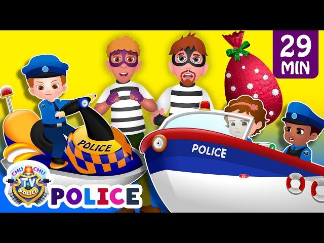 ChuChu TV Police Chase Thief in Police Boat & Save Huge Surprise Egg Toys Gifts from Creepy Ghosts