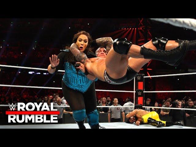 Randy Orton RKOs Nia Jax after she dominates the Men's Royal Rumble Match: Royal Rumble 2019