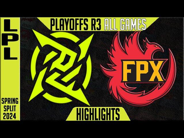 NIP vs FPX Highlights ALL GAMES | LPL Spring 2024 R3 Playoffs | Ninjas In Pyjamas vs FunPlus Phoenix