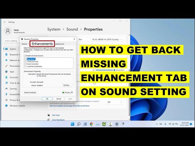 How to Fix No Enhancement Tab in Sound Settings on Windows 11