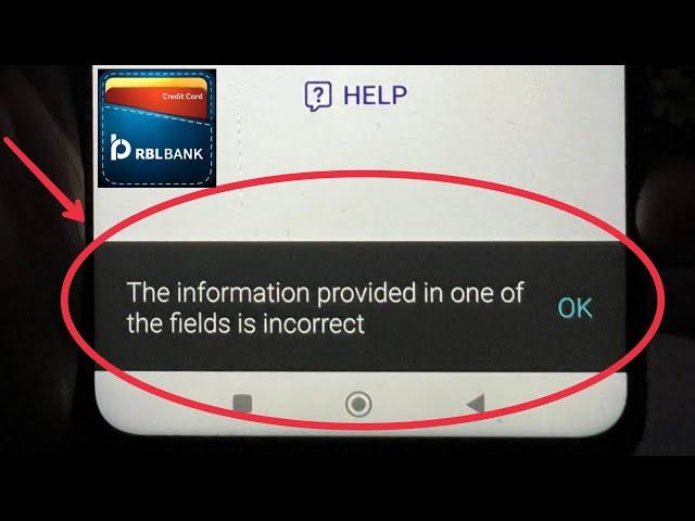 RBL My Card Fix The information provided in one of the fields is incorrect Problem Solve