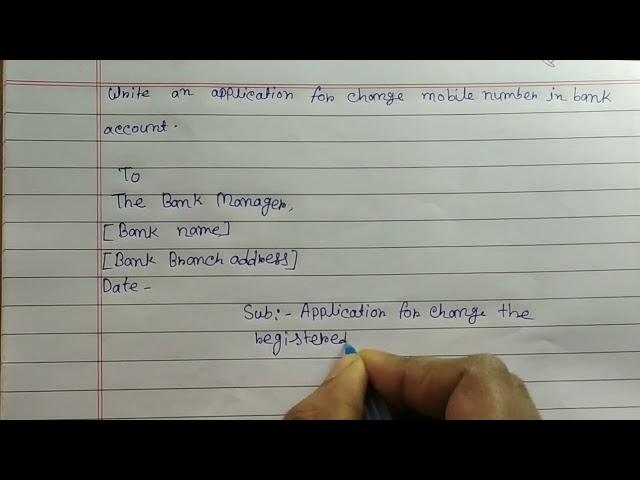 Write an application for change mobile number in your bank account