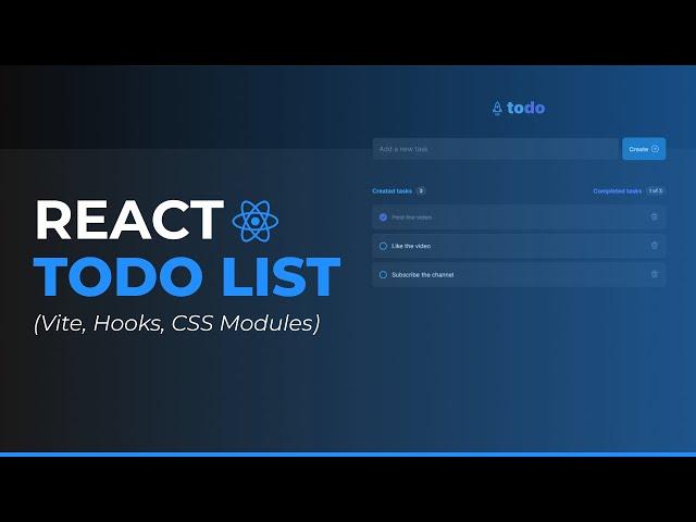 React Todo App Tutorial (Vite, Hooks, CSS Modules, Local Storage)