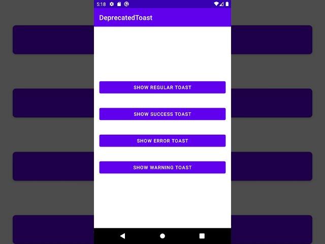 Example of Android Toast message