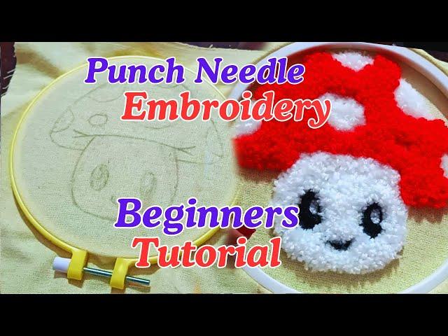 Punch Needle Beginners Tutorial  | Easy DIY Punch Needle Art | Punch Needle Mushroom Embroidery