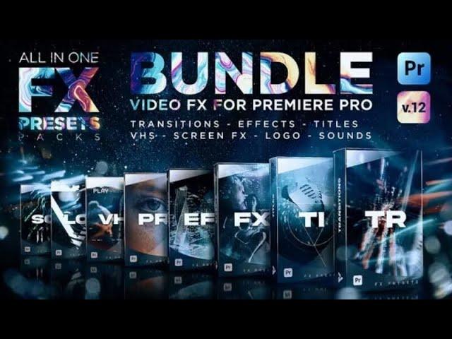 Mega Presets Bundle for Premiere Pro | Transitions, Titles, Effects, VHS, LUTs, Logo, Sounds