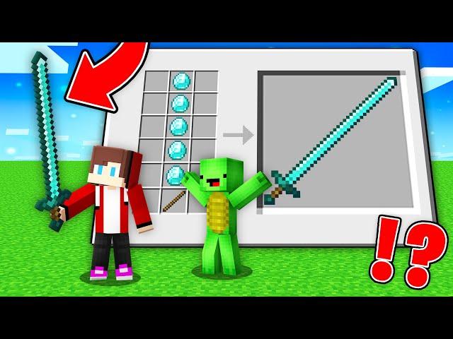 JJ and Mikey Crafting the LONGEST DIAMOND SWORD - Minecraft Maizen