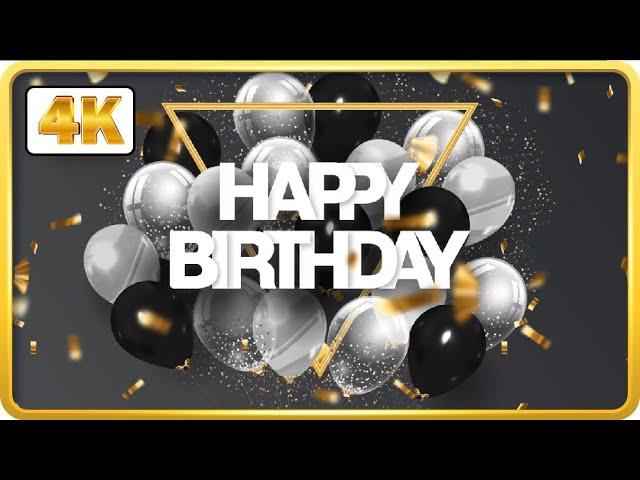 Black and White birthday theme with balloons and confetti background video loops HD 3 hours