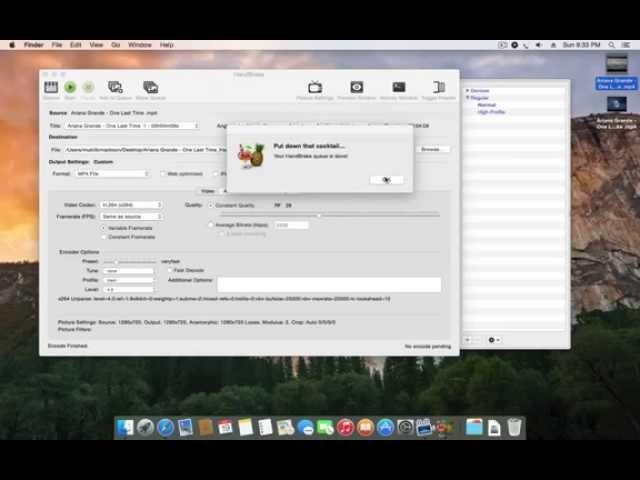 How to compress videos to small sizes in Mac Os X yosemite using Handbrake