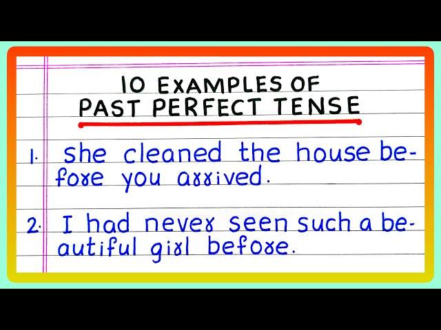 PAST PERFECT TENSE SENTENCES | 5 | 10 EXAMPLES OF PAST PERFECT TENSE | in English Grammar