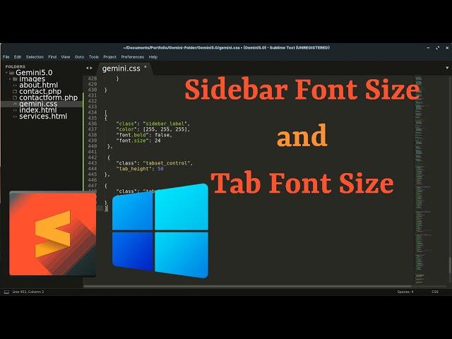 Increase Tab and Sidebar Font Size in Sublime Text (Windows)