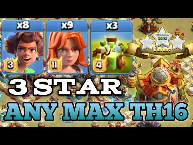 TH16 ROOT RIDER VALKYRIE WITH OVERGROWTH ATTACK STRATEGY - BEST TH16 ATTACK - Clash of Clans