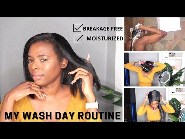 MY MOISTURIZING WASH DAY ROUTINE| RELAXED HAIR| SAMMI NU