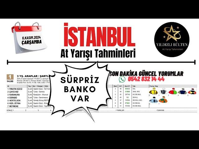 6 Kasım 2024 Çarşamba İSTANBUL At Yarışı Tahminleri