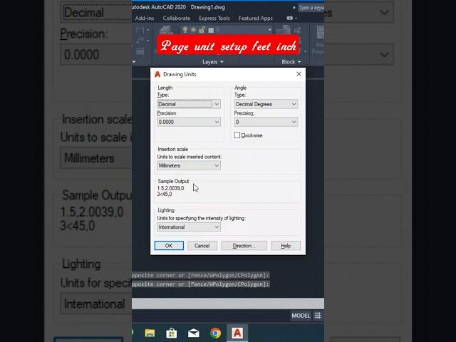 AutoCAD unit setup feet inch