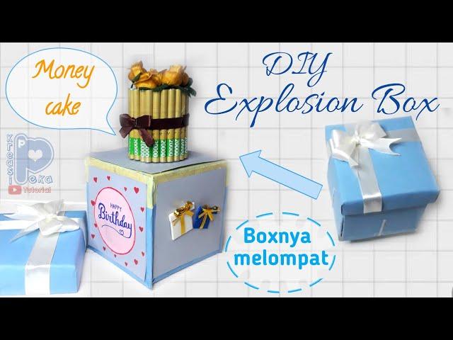 DIY Explosion Box with Money Cake ||  Box Kejutan isi Kue Uang bisa melompat, Jumping box