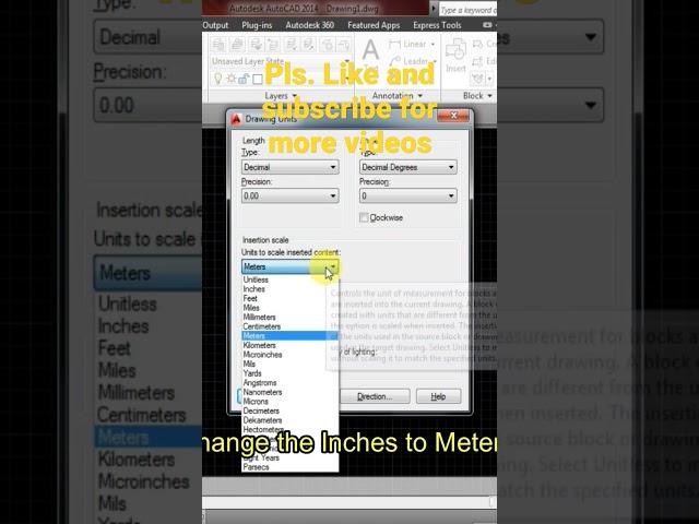 Setting up units from inches to meters in AutoCAD