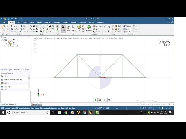 2D truss modeling using ansys spaceclaim