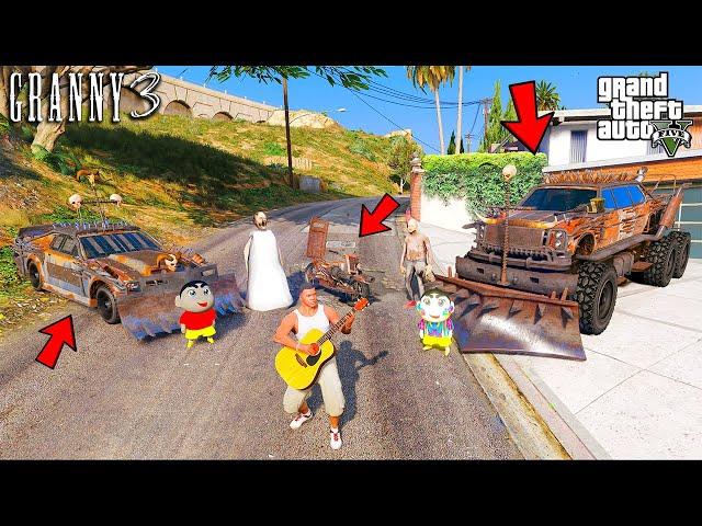 Franklin and ShinChan and BlackChan Stolen Granny and Grandpa Monster cars in GTA 5 | Candy Gamer