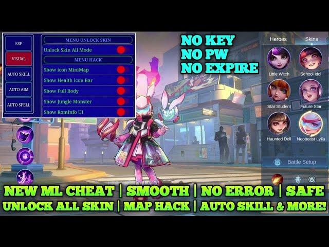 ML MOD MENU MLBB CHEAT NEW UPDATE - MAP HACK / UNLOCK ALL SKIN / NO KEY / NO EXPIRE / SAFE 100%