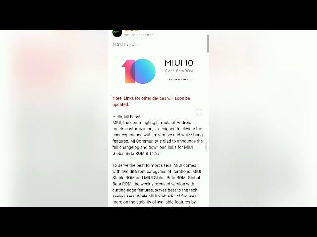 MIUI 10 Global Beta ROM 8.11.29: full changelog & download links