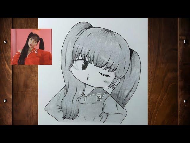 How to draw Lisa blackpink in anime || drawing sketch easy anime girl