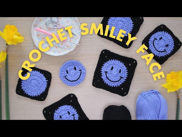 smiley face crochet tutorial (my tricks for a perfect circle into granny square!)